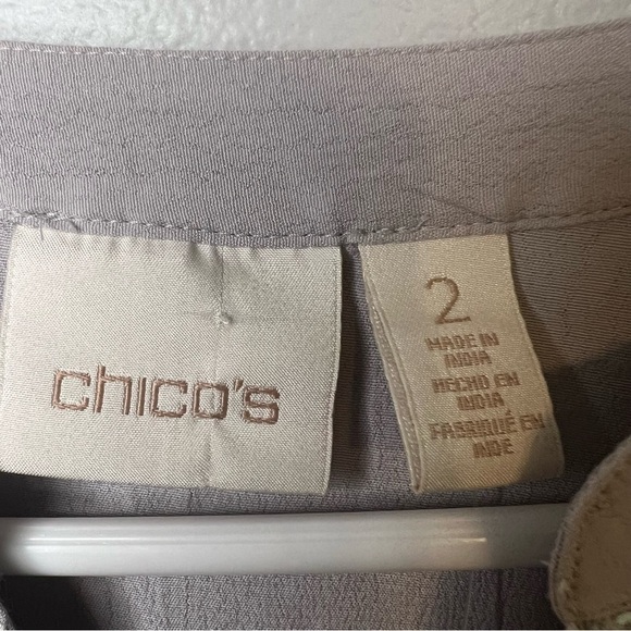NEW Chico's Womens Sequin Shine Sparkle Henley Tunic Sz L Gray Rayon Flowy - Picture 10 of 12